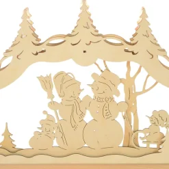 Original Erzgebirge Holz Lichterbogen "Schneemannfamilie" 55 cm | 13000 - Schwibbogen