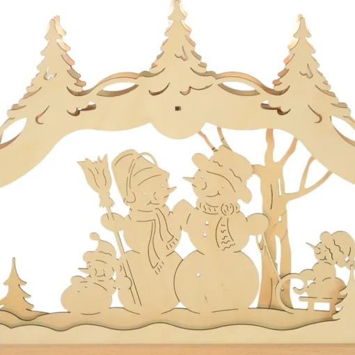 Original Erzgebirge Holz Lichterbogen "Schneemannfamilie" 55 cm | 13000 - Schwibbogen
