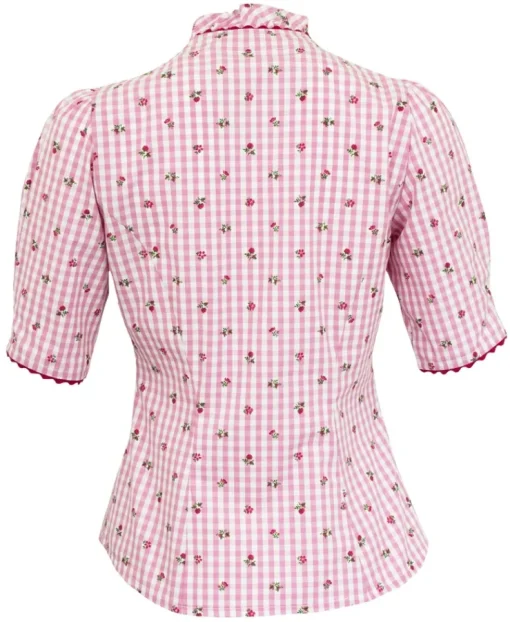 Pierre Marcel Damen Blümchen Trachtenbluse Amelie mit Stehkragen - Rosa