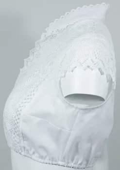 Pierre Marcel Damen Dirndlbluse Alea im Häkellook mit Stehkragen - Weiß