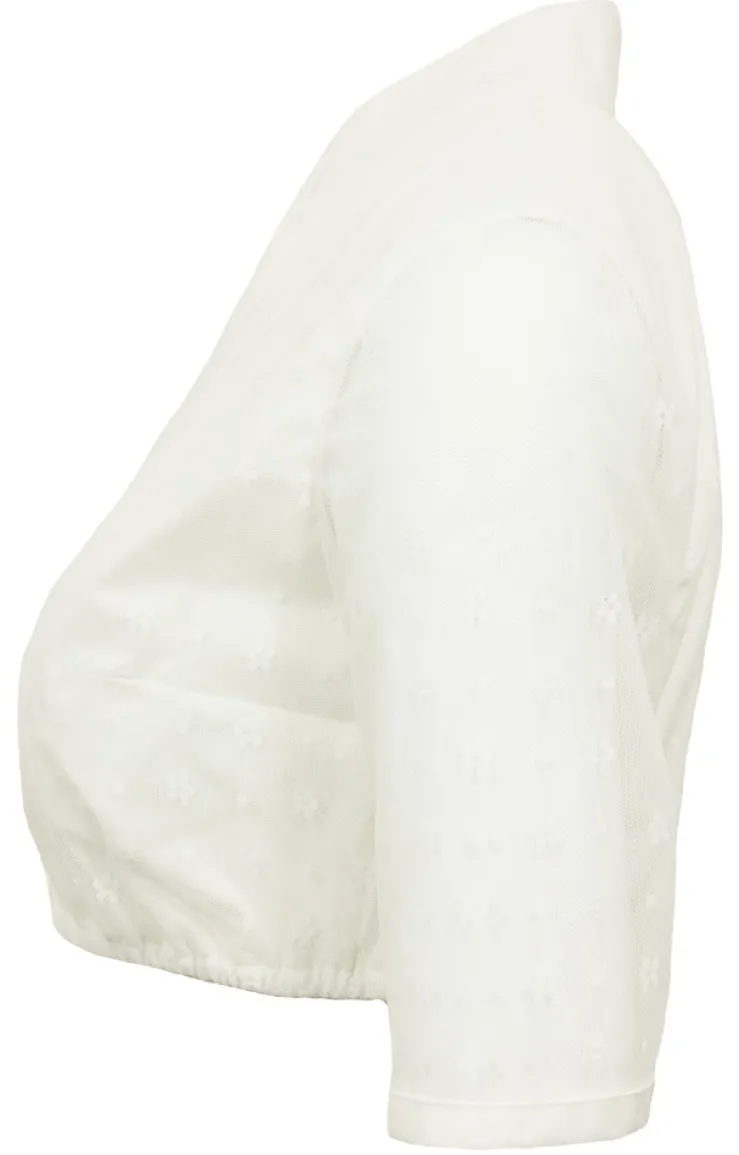 Pierre Marcel Damen Dirndlbluse Marisa mit Spitze und Stehkragen - Creme