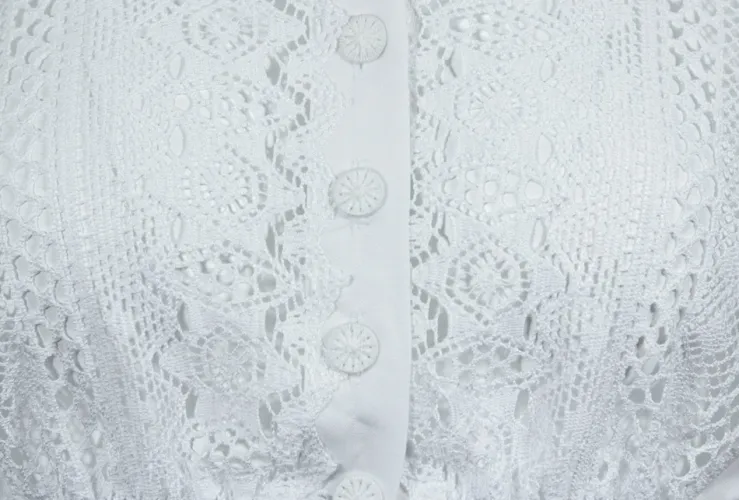 Pierre Marcel Damen Dirndlbluse Alea im Häkellook mit Stehkragen - Weiß