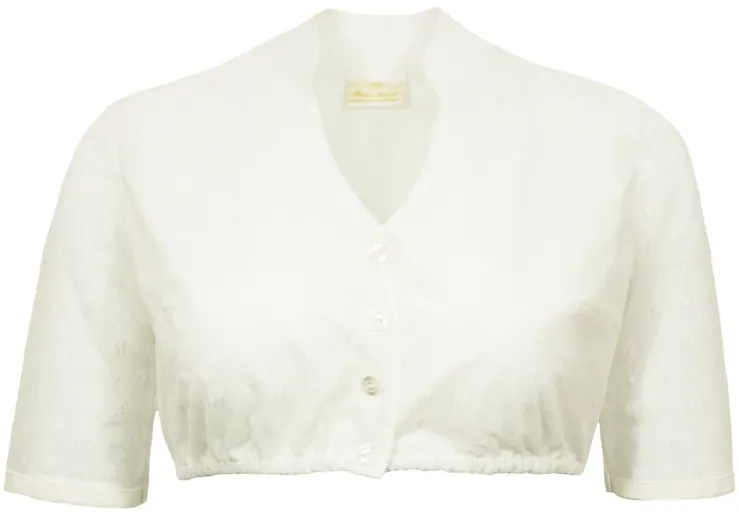 Pierre Marcel Damen Dirndlbluse Marisa mit Spitze und Stehkragen - Creme