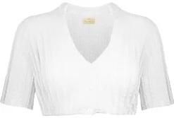 Pierre Marcel Damen Halbarm Spitzen Dirndlbluse Liora mit Stehkragen - Weiß