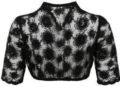 Pierre Marcel Damen Halbarm Spitzen Dirndlbluse Bernice mit Pailletten - Schwarz