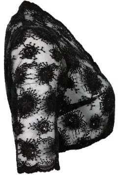 Pierre Marcel Damen Halbarm Spitzen Dirndlbluse Bernice mit Pailletten - Schwarz