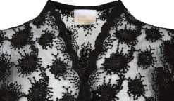 Pierre Marcel Damen Halbarm Spitzen Dirndlbluse Bernice mit Pailletten - Schwarz