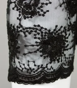 Pierre Marcel Damen Halbarm Spitzen Dirndlbluse Bernice mit Pailletten - Schwarz