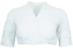 Pierre Marcel Damen Halbarm Spitzen Dirndlbluse Bernice mit Pailletten - Weiß