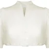 Pierre Marcel Seidige Damen Dirndlbluse Melina mit V-Ausschnitt - Creme