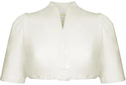 Pierre Marcel Seidige Damen Dirndlbluse Melina mit V-Ausschnitt - Creme