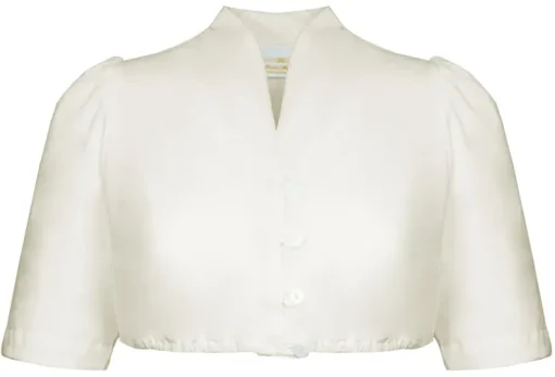 Pierre Marcel Seidige Damen Dirndlbluse Melina mit V-Ausschnitt - Creme