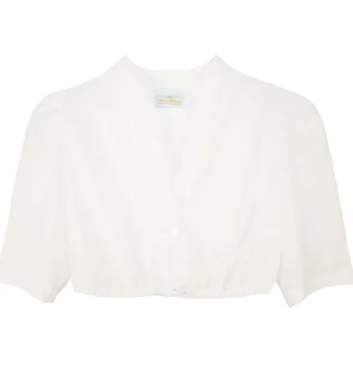 Pierre Marcel Seidige Damen Dirndlbluse Melina mit V-Ausschnitt - Creme