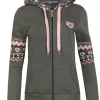 Piz Palü Damen Sweatshirt Jacke mit Kapuze "Icking" | Moosgrün