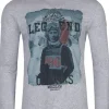 Piz Palü Herren Langarmshirt "Unterhaching" mit Skifahrer Print | 020034 - Grau