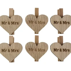 Riffelmacher Dekoklammern "Mr & Mrs" ca. 4,5 cm 07531 | 6 tlg. - Geschenkverpackung