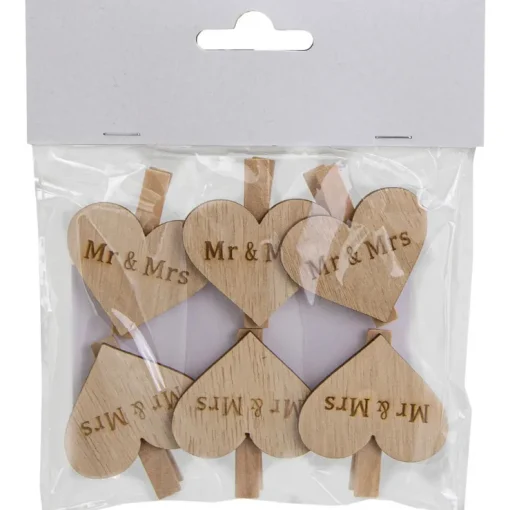 Riffelmacher Dekoklammern "Mr & Mrs" ca. 4,5 cm 07531 | 6 tlg. - Geschenkverpackung
