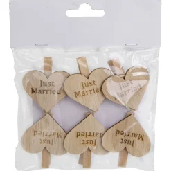Riffelmacher Dekoklammern "Just married" ca. 4,5 cm 07532 | 6 tlg. - Geschenkverpackung