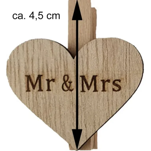 Riffelmacher Dekoklammern "Mr & Mrs" ca. 4,5 cm 07531 | 6 tlg. - Geschenkverpackung