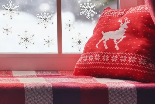 Riffelmacher Fensterdekoration Schneeflockenbanner 75139 - Weiß Glitter 60cm