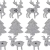 Riffelmacher Filz Streudeko mit Glitter ca. 4cm 70092 | Silber - Hirsche/Bäume