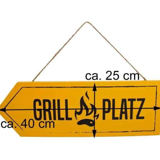 Riffelmacher Holz Dekoschild "Grillplatz" - Gelb | 08528 - Gartendekoration