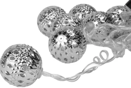 Riffelmacher LED Kugel-Lichterkette 160cm - 10 Kugeln Silber | 76205 Weihnachtsdekoration