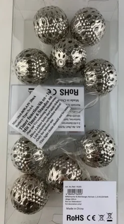 Riffelmacher LED Kugel-Lichterkette 160cm - 10 Kugeln Silber | 76205 Weihnachtsdekoration