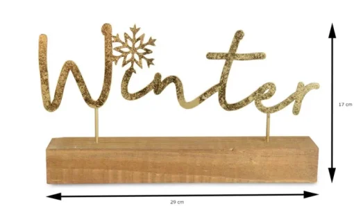 Riffelmacher Schriftzug auf Holzsockel "Winter" 29 x 17 cm 18822 - Gold
