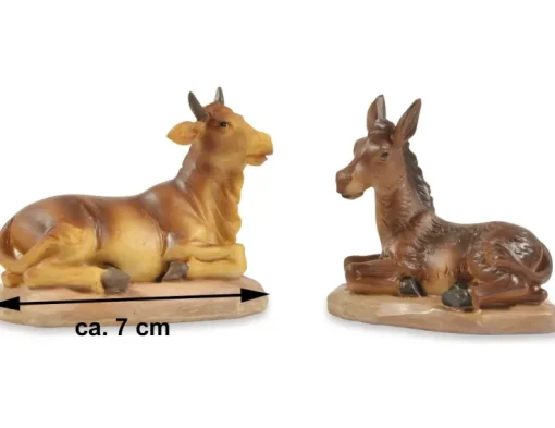 Riffelmacher Tierset Ochs und Esel 7 cm 78041 | Braun