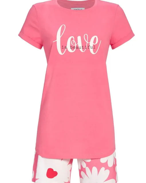 RINGELLA Damen Kurzarm Pyjama "love is beautiful" 4211320 | Pink