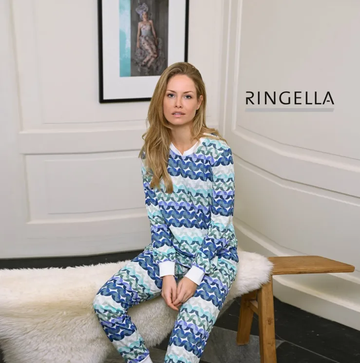 RINGELLA Damen Langarm Pyjama "Geometric" 2511212 | Bunt Blau