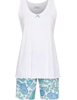 RINGELLA Damen Pyjama Shorty "Floral Paisley" 2211325 | Weiß Blau