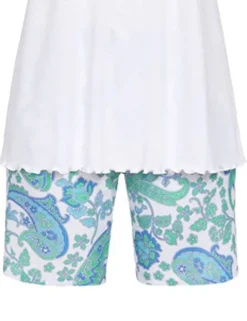 RINGELLA Damen Pyjama Shorty "Floral Paisley" 2211325 | Weiß Blau