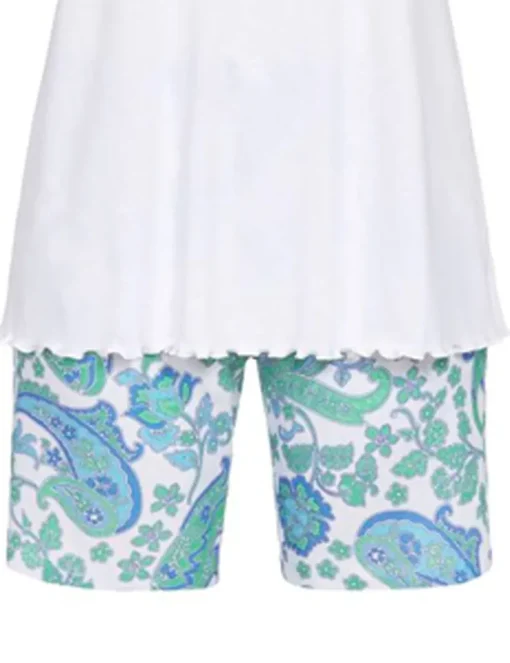 RINGELLA Damen Pyjama Shorty "Floral Paisley" 2211325 | Weiß Blau