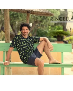 RINGELLA Herren Kurzarm Pyjama "Dollars" 4241316 | Graphit