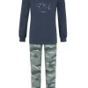 RINGELLA Herren Langarm Pyjama "World Map" 2541201 | Dark Petrol
