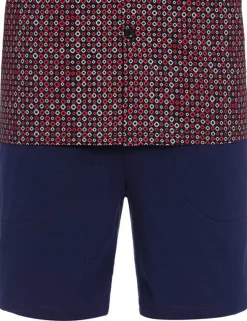 RINGELLA Herren Pyjama Shorty "Navy Circles" 2241311 | Navy / Rot
