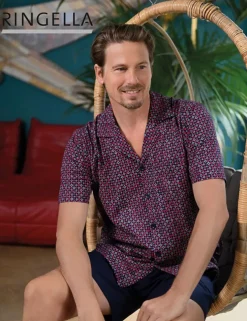 RINGELLA Herren Pyjama Shorty "Navy Circles" 2241311 | Navy / Rot