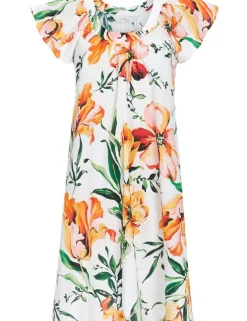 RINGELLA Nachthemd mit Flügelärmeln "Blumenprint" 3276006 | Weiß Orange