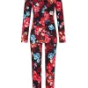 RINGELLA Pyjama mit Knopfleiste "Feuerblumen" 4571211 | Rot