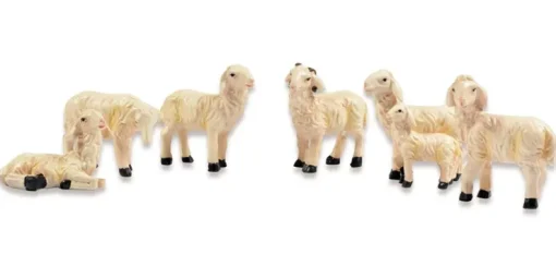 Schafe für Weihnachtskrippe - 6-tlg. Tierset Größe 2-3cm | 78054
