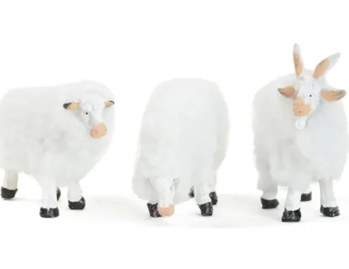 Schafe mit Wolle für Weihnachtskrippe - 3-tlg. Tierset 7 cm | 78487