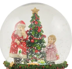 Schneekugel Spieluhr "Weihnachtsmann mit Weihnachtsbaum" 14 cm - 72284 | Adventsdeko
