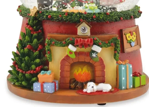 Schneekugel Spieluhr "Weihnachtsmann mit Weihnachtsbaum" 14 cm - 72284 | Adventsdeko