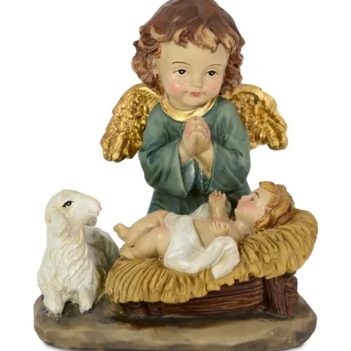 Schutzengel mit Jesuskind 9 cm Blau | 27615 Krippenfigur Weihnachtsdekoration