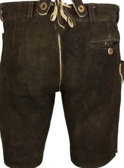 SCHWEIGERT´s Kurze Hirsch Lederhose Hector mit Träger - Moor Dunkelbraun | Exklusiv von MADDOX