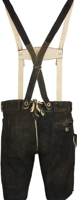 SCHWEIGERT´s Kurze Hirsch Lederhose Hector mit Träger - Moor Dunkelbraun | Exklusiv von MADDOX