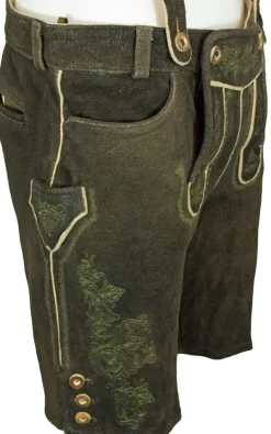 SCHWEIGERT´s Kurze Hirsch Lederhose Hector mit Träger - Moor Dunkelbraun | Exklusiv von MADDOX