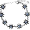 Silbernes Strass Armband mit Blüten - Hellblau